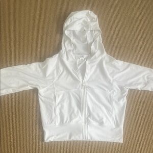 Athleta White hoodie with Hood and Full Zipper